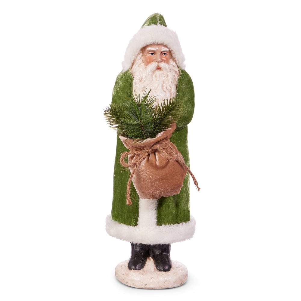17.25" Green Velvet Santa