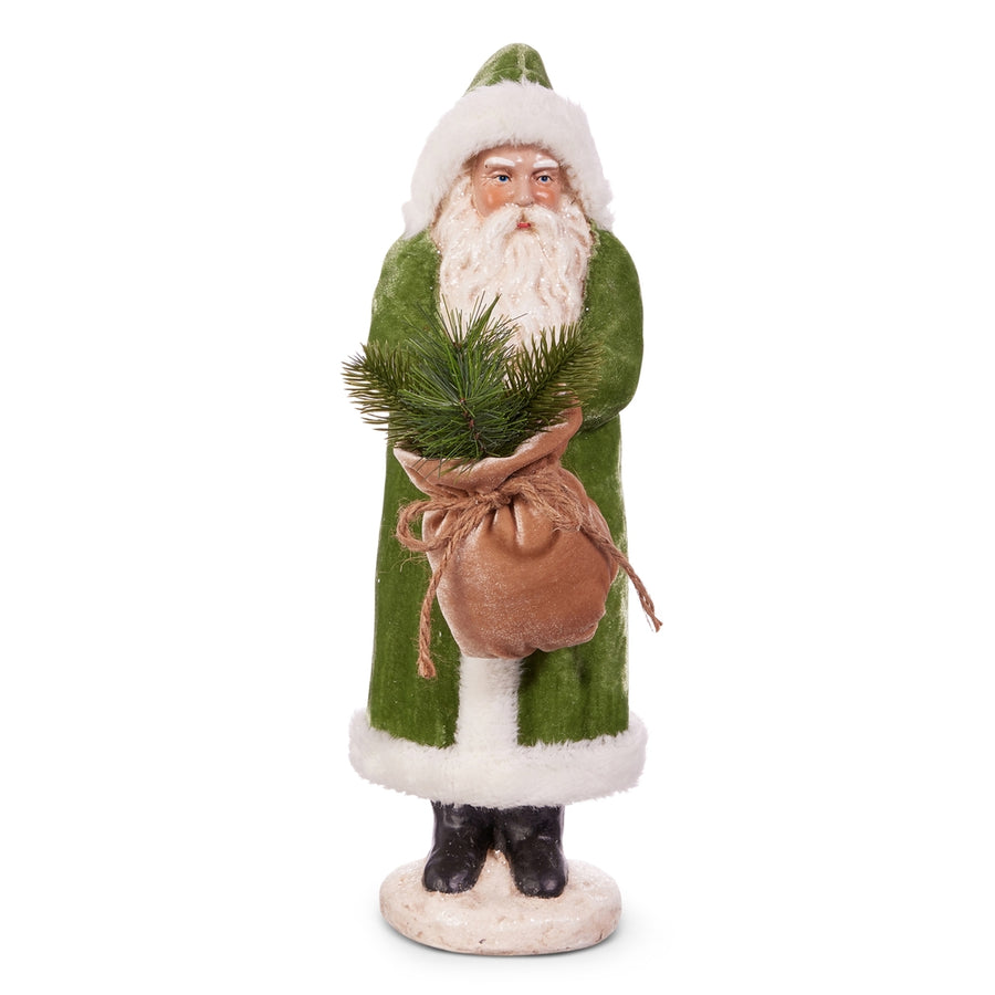 17.25" Green Velvet Santa