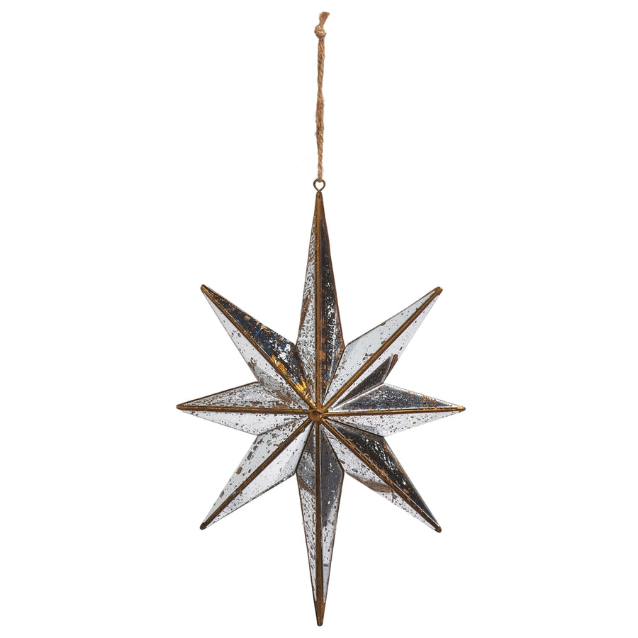 9.75" Distressed Mirrored Star Ornament
