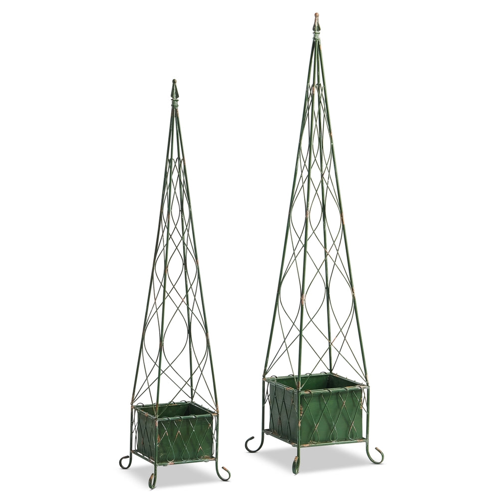 60.5" Distressed Square Garden Obelisks