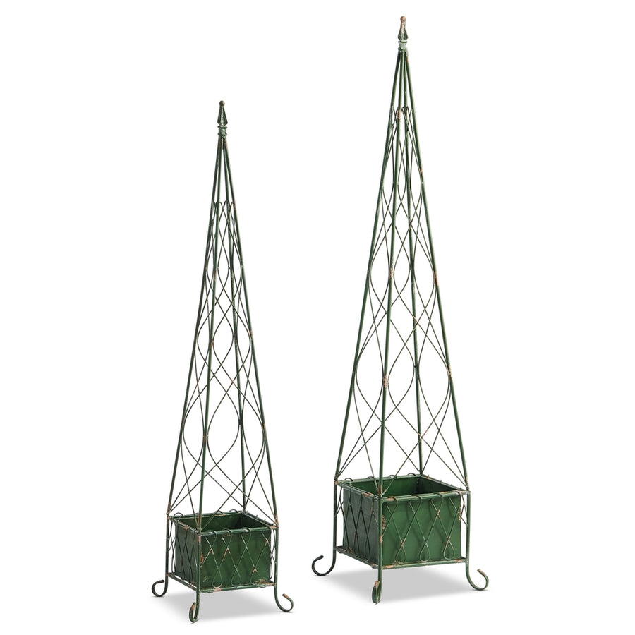 60.5" Distressed Square Garden Obelisks