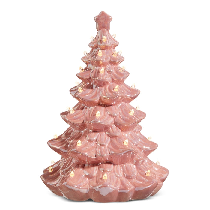Lighted Pink Vintage Tree 13 Inch Ceramic