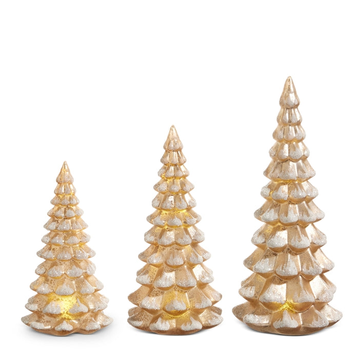 13" Lighted Antiqued Champagne Trees
