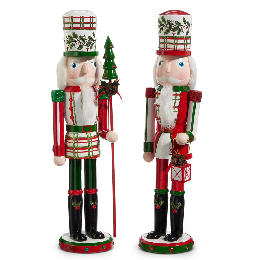 17.75" Plaid and Holly Nutcracker
