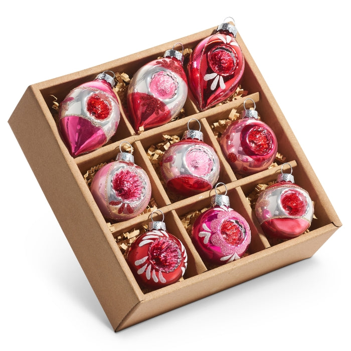 2.75" Box of Vintage Reflector Ornaments