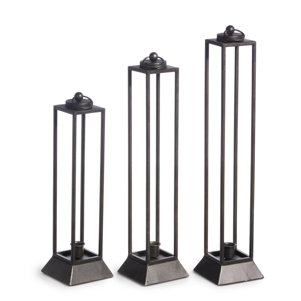 19" Black Lanterns in Set Of 3 Black