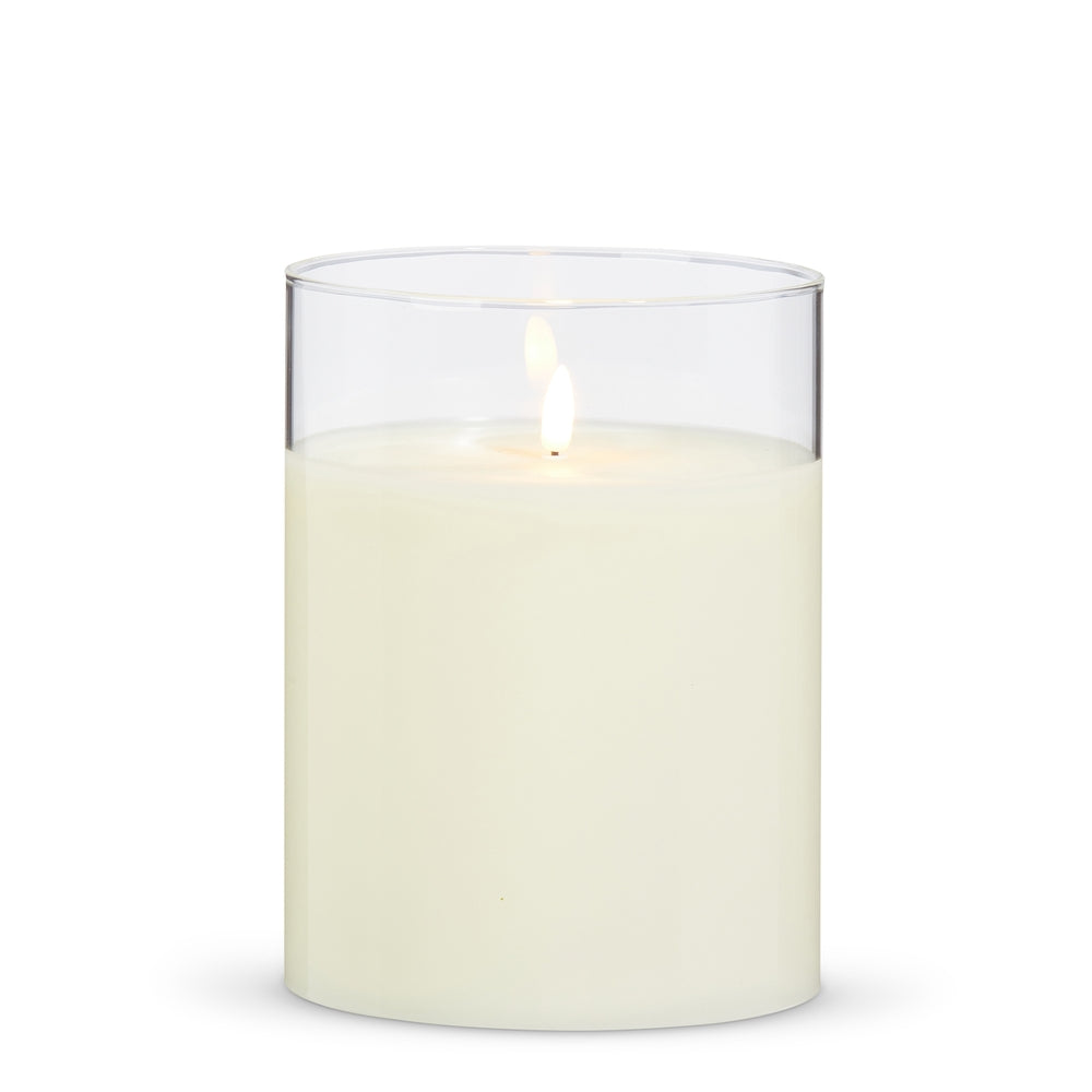 6" X 8" Clear Glass Ivory Pillar Candle