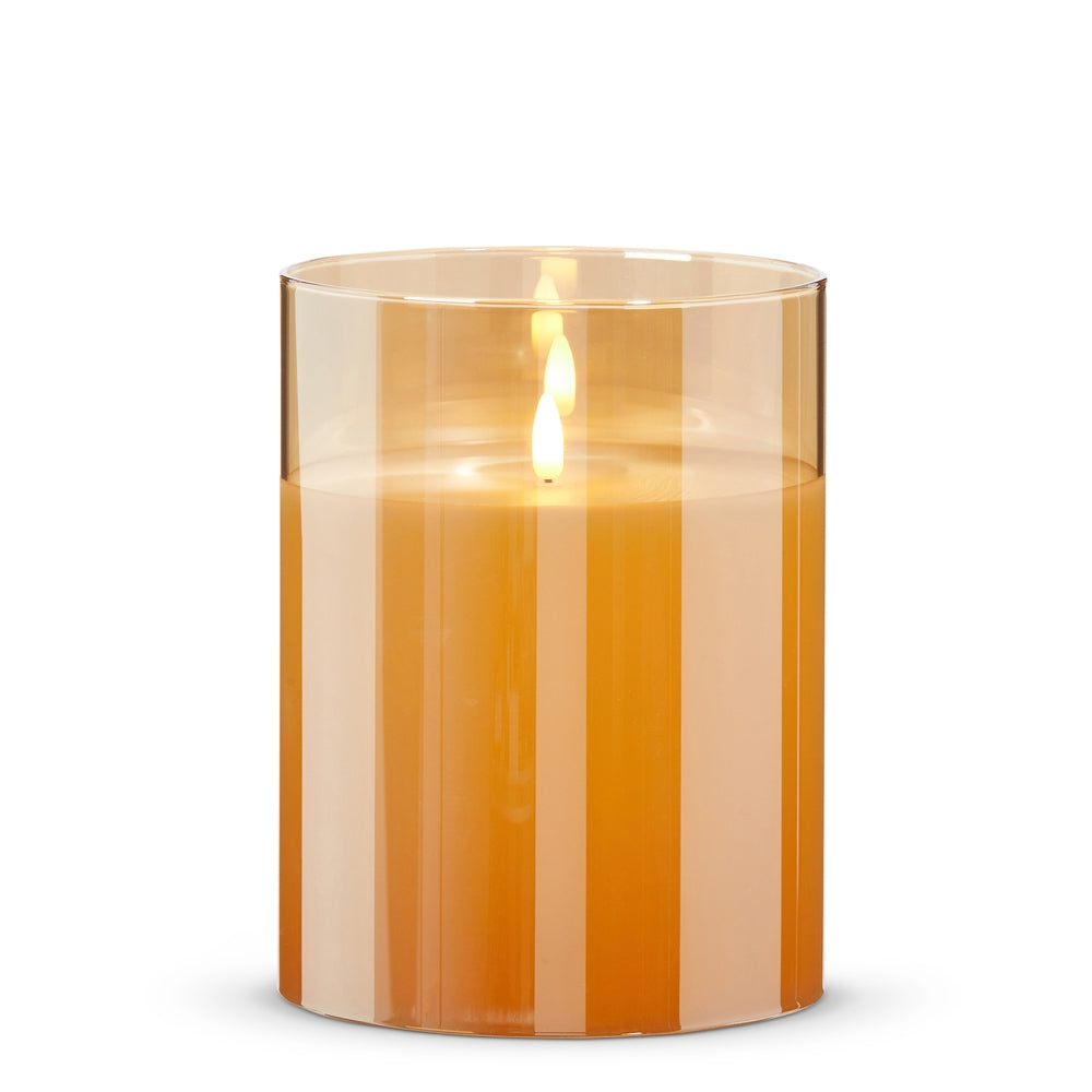 6" X 8" Gold Glass Ivory Pillar Candle
