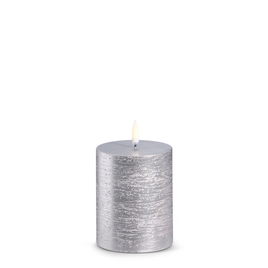 3" X 4" Uyuni Rustic Silver Pillar Candle
