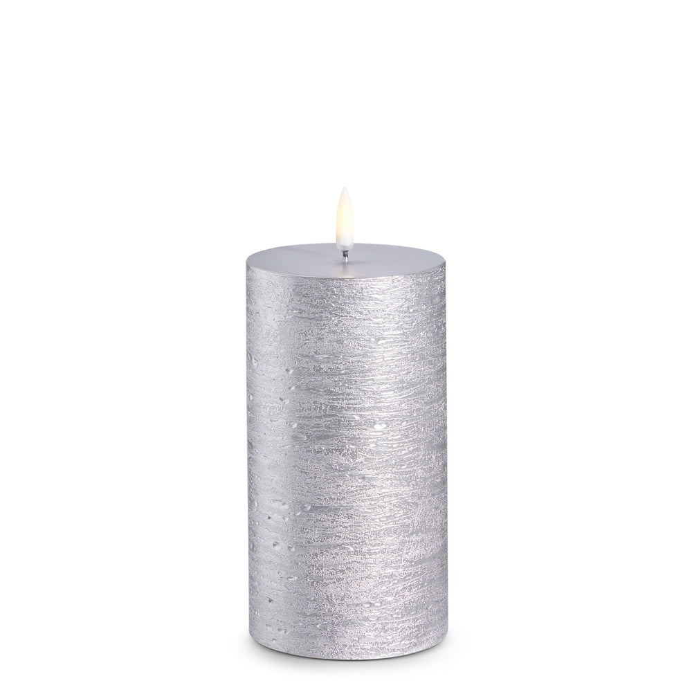 3" X 6" Uyuni Rustic Silver Pillar Candle