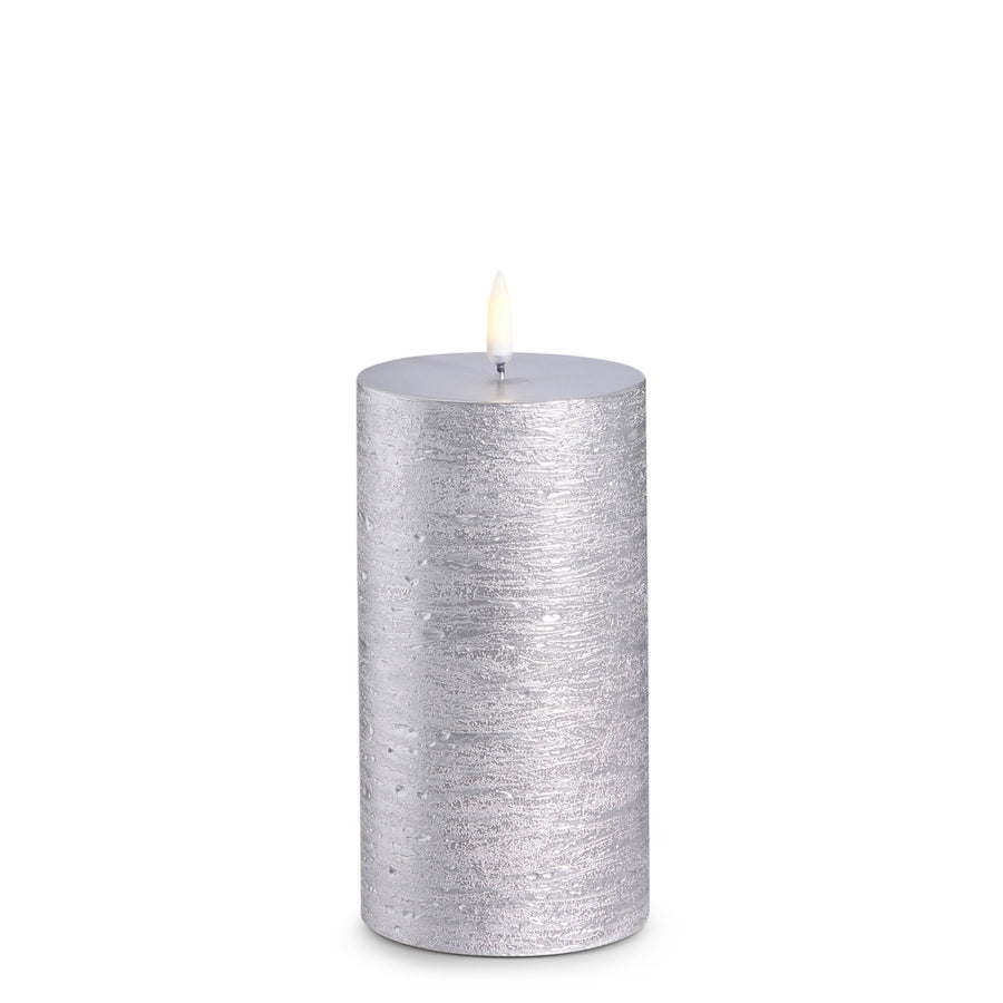 3" X 6" Uyuni Rustic Silver Pillar Candle