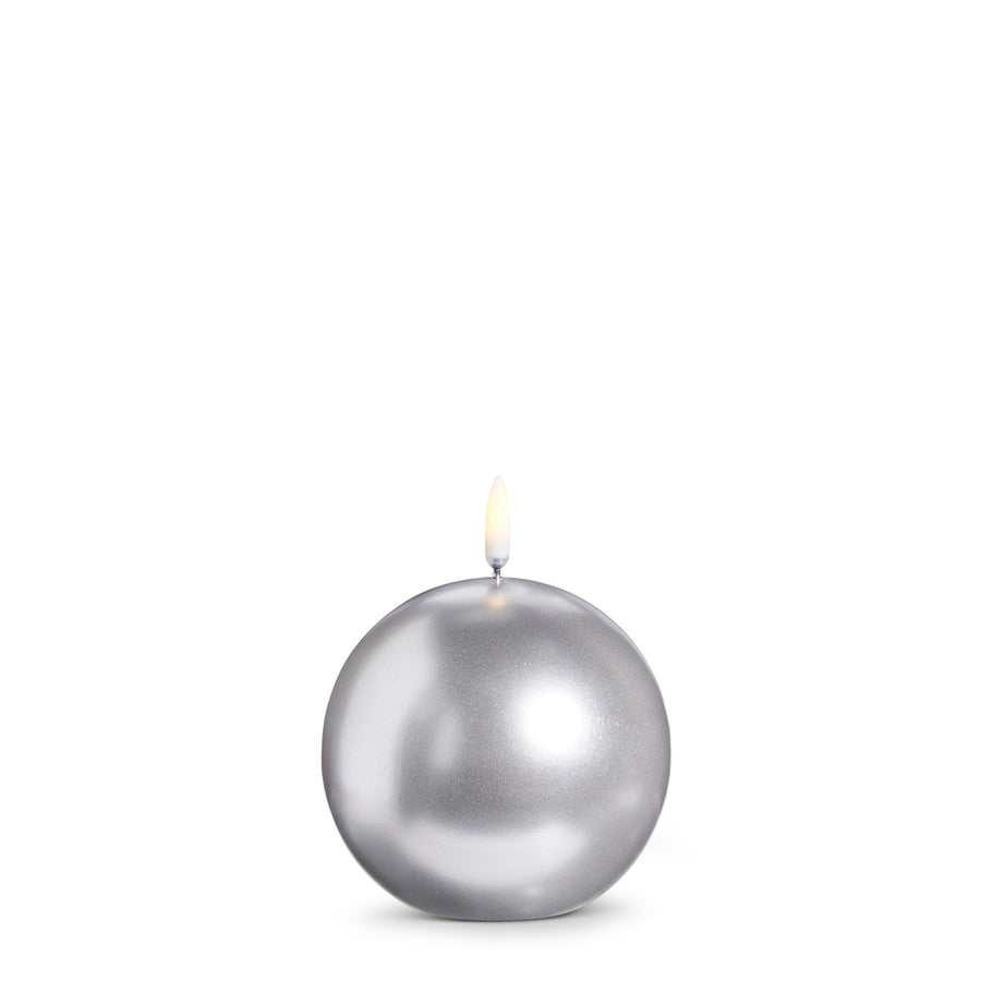 4" X 4" Uyuni Silver Round Candle