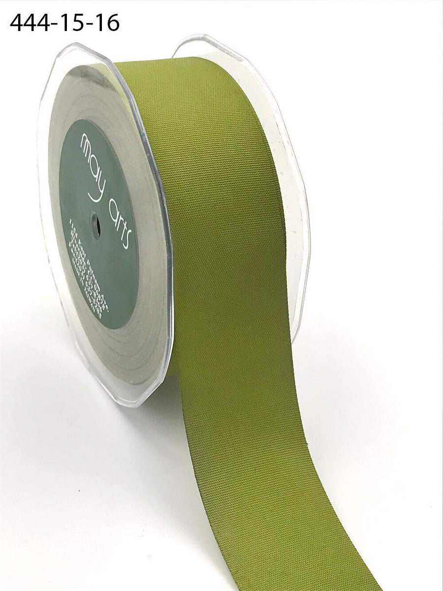 1.5 Inch Faux Lightweight Linen Ribbon with Woven Edge – 444-15-16 Olive