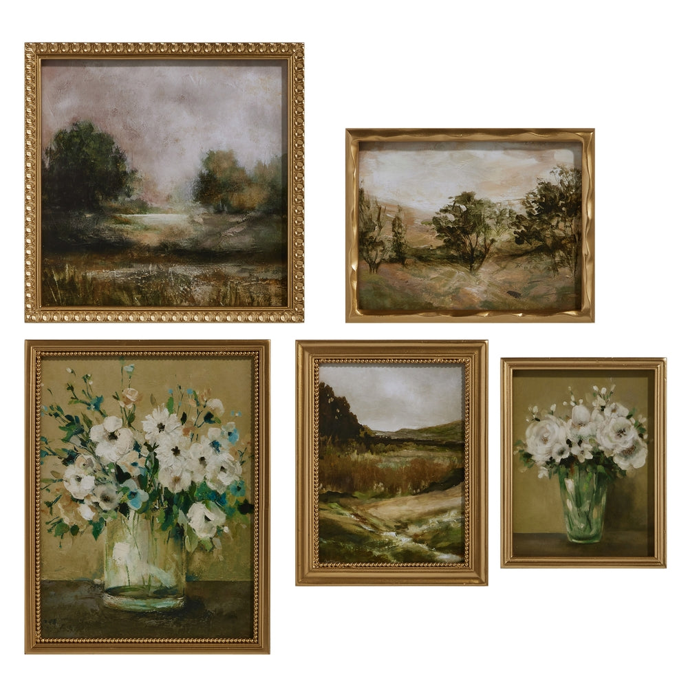 18" Landscape and Flower Framed Wall Art