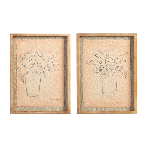 16" Vase Sketch Framed Wall Art