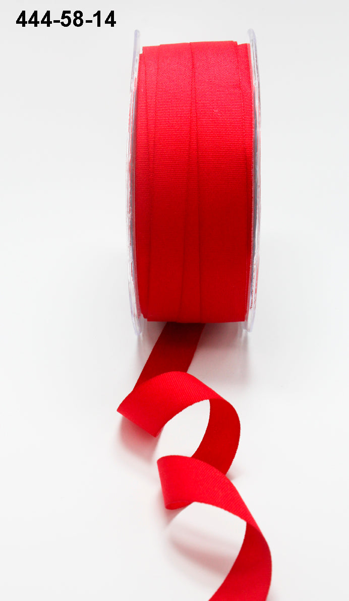 5/8 Inch Faux Lightweight Linen Ribbon with Woven Edge – 444-58-14 Red