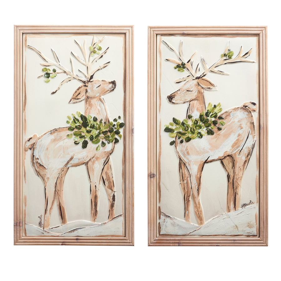 25.25" Deer Stamped Metal Framed Wall Art