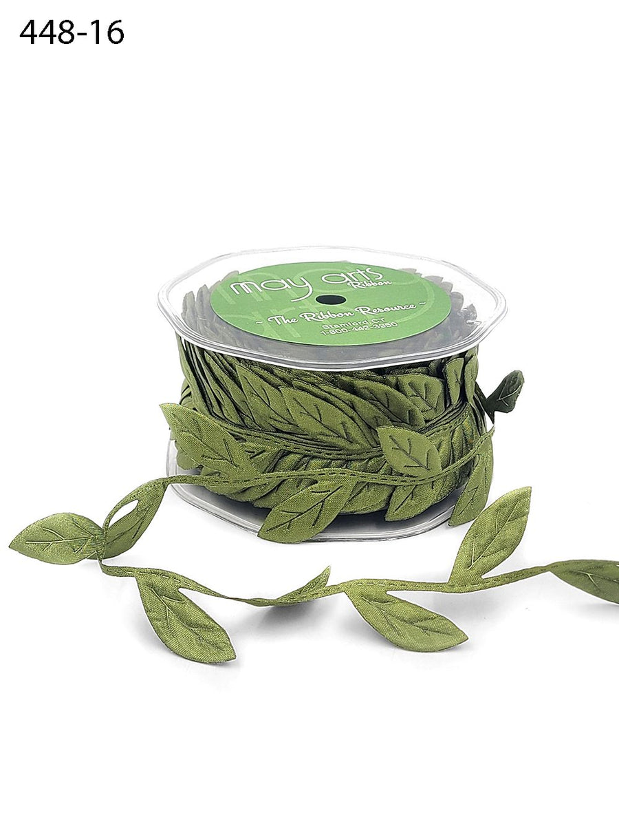 1.5 Inch Jumbo Puffy Leaves Ribbon with Sealed Cut Edge – 448-16 Olive