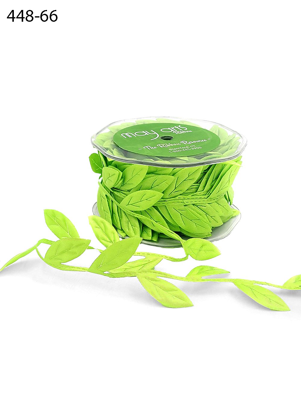 1.5 Inch Jumbo Puffy Leaves Ribbon with Sealed Cut Edge – 448-66 Parrot Green
