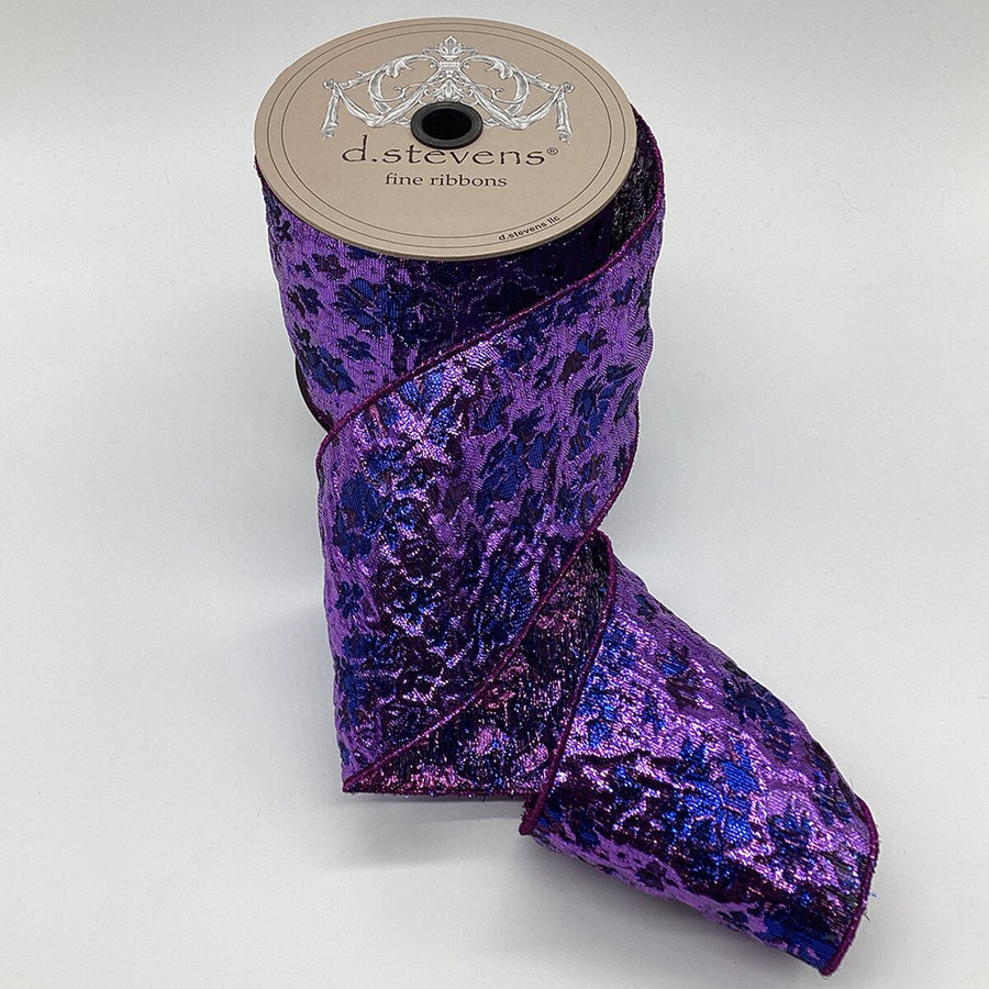 Jacquard Ribbon Blue Purple 4 Inch x 10 Yards