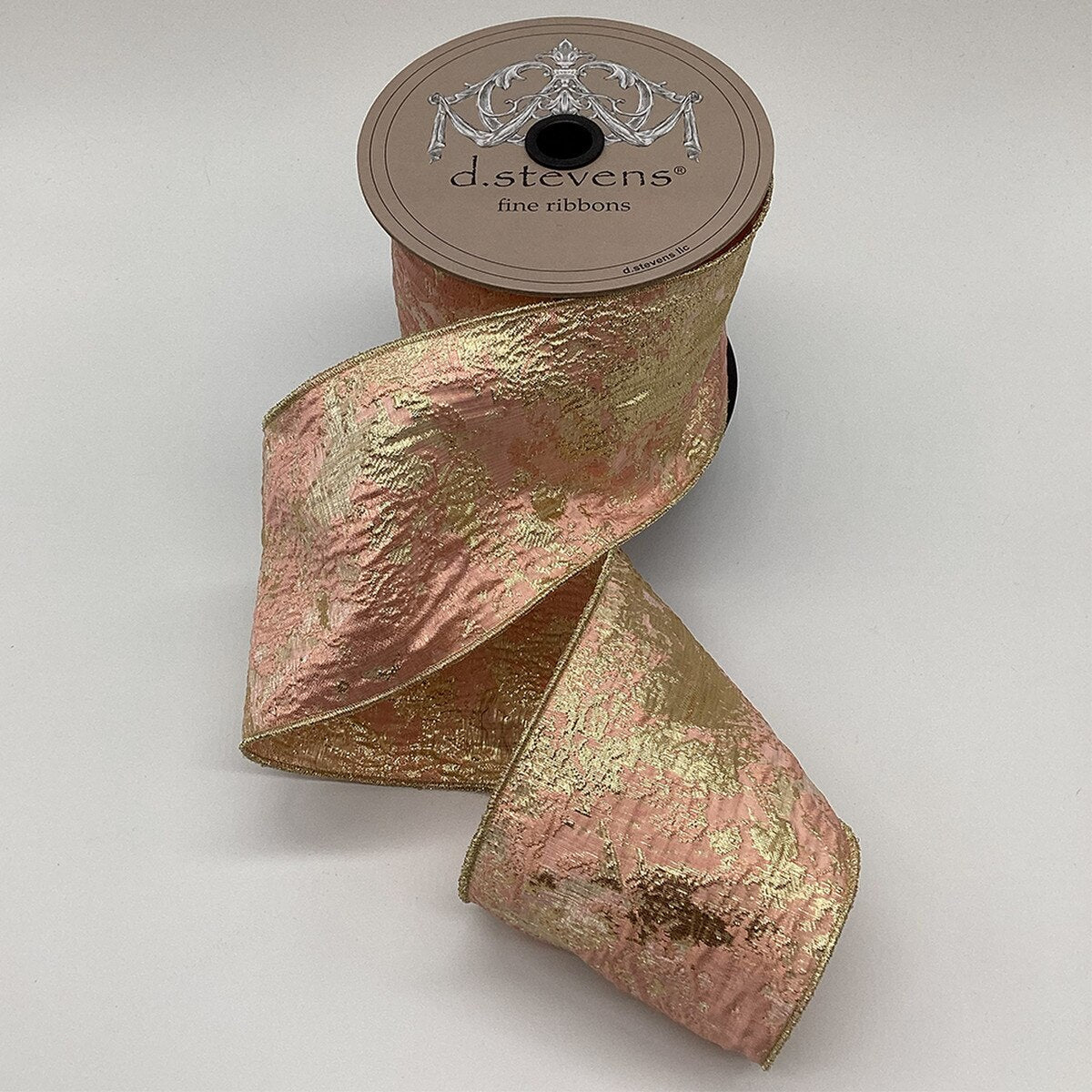 Peach Gold Jacquard Ribbon 4 Inch x 10 Yards