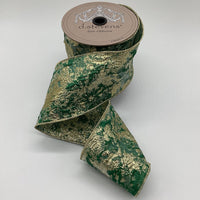 Green Gold Abstract Raised Jacquard Ribbon 4