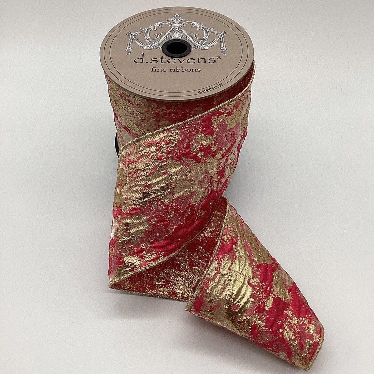 Crimson Gold Jacquard Ribbon 4 Inch x 10 Yards