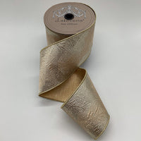 Platinum Gold Metallic Jacquard Palm Fronds Ribbon 4