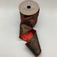 Holiday Red Green Metallic Jacquard Ribbon 4
