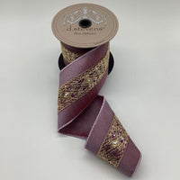 Gold Lavender Dupion Ribbon 4 Inch x 5 Yards