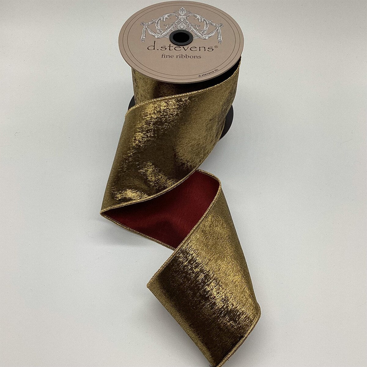 Antique Gold Burgundy Ribbon 4 Inch x 10 Yards