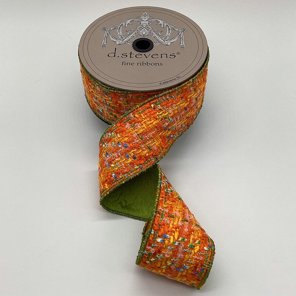 Boucle Dupion Ribbon in Orange Green Blue 2.5" x 10 Yds
