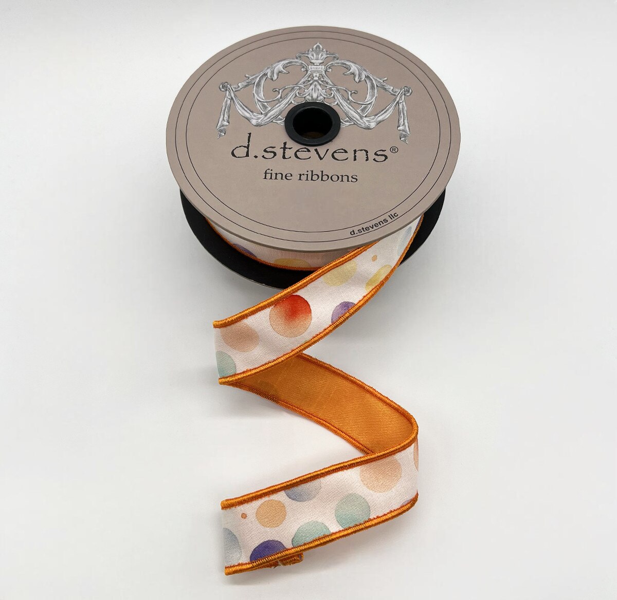 Watercolor Polka Dot White Taffeta Ribbon 1 Inch x 10 Yds