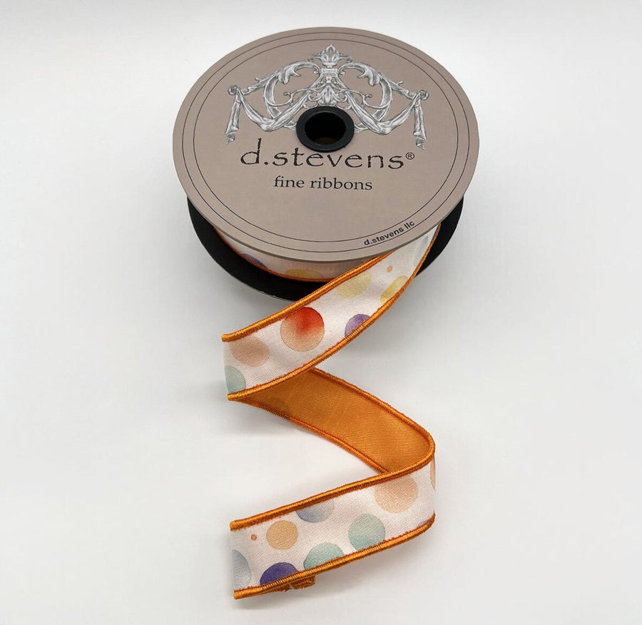Watercolor Polka Dot White Taffeta Ribbon 1 Inch x 10 Yds