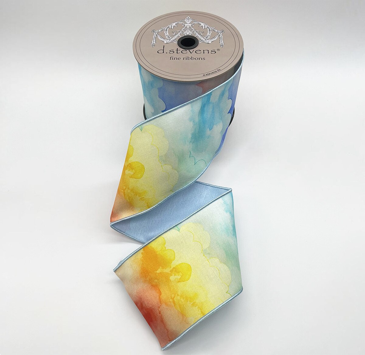 Watercolor Taffeta Ribbon 4" x 10 Yds Light Blue Pink Yellow