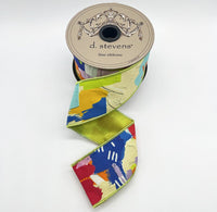 Taffeta Ribbon Abstract Art Painting Lime Blue 2.5