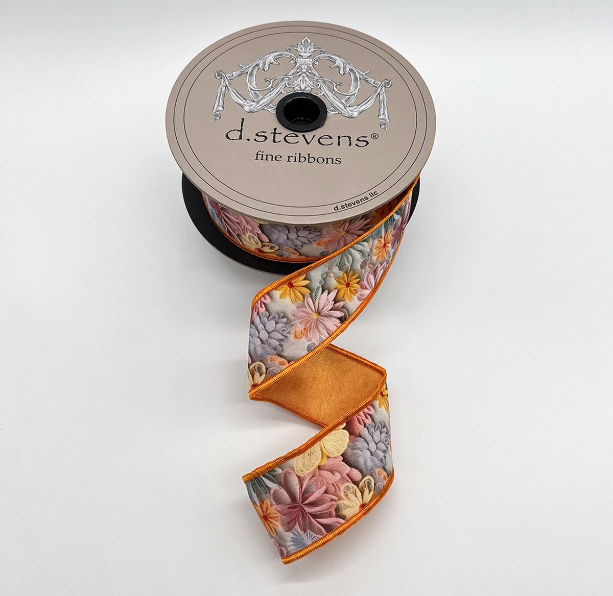 Floral Butterflies Taffeta Ribbon Pink Mint Ivory 1.5" x 10 Yds