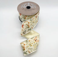 Spring Floral Butterflies Taffeta Ribbon Pink Celadon Ivory