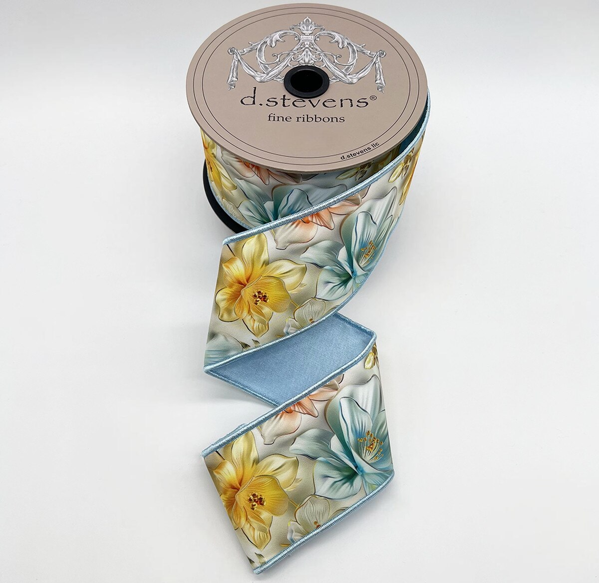 Colorful Spring Flowers Taffeta Ribbon 2.5" x 10 Yds