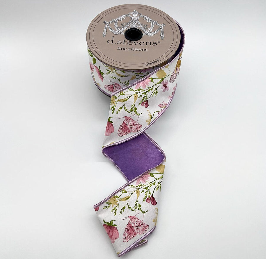 Spring Floral Butterflies Taffeta Ribbon 2.5" x 10 Yds