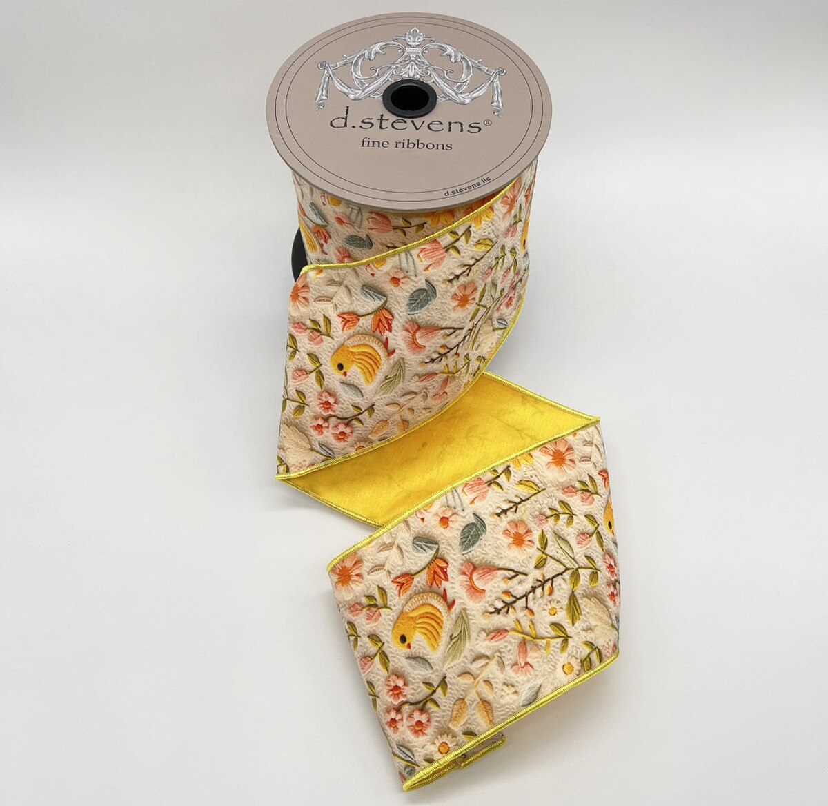 Spring Floral Taffeta Ribbon Green Pink Blue Yellow 4" x 10 Yds