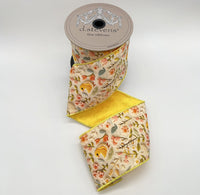 Spring Floral Taffeta Ribbon Green Pink Blue Yellow 4