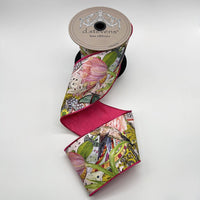 Hot Pink Taffeta Floral Butterfly Bird Ribbon 4