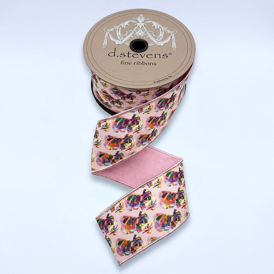 Colorful Taffeta Acrylic Mix Ribbon Pink Yellow Teal 2.5" x 10 Yds