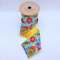 Satin Ribbon Aqua Red Purple Floral Collage 4