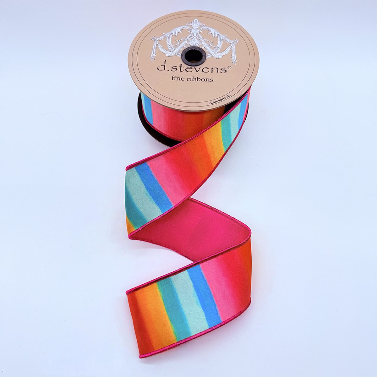 Satin Ribbon Hot Pink Backing Pink Orange Aqua Blue 2.5" x 10 Yds