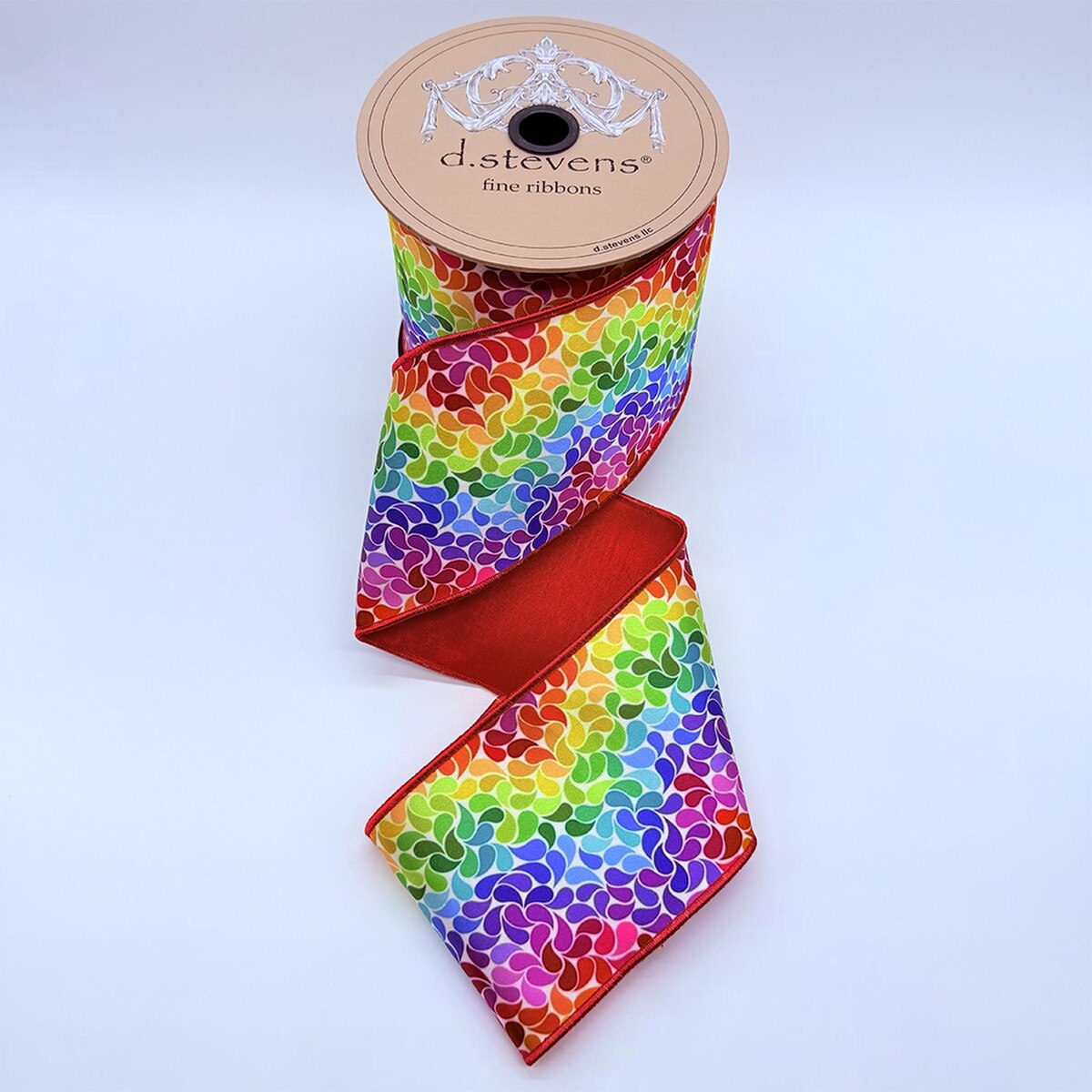 Boteh Satin Ribbon Aqua Red Purple Blue 4" x 10 Yds