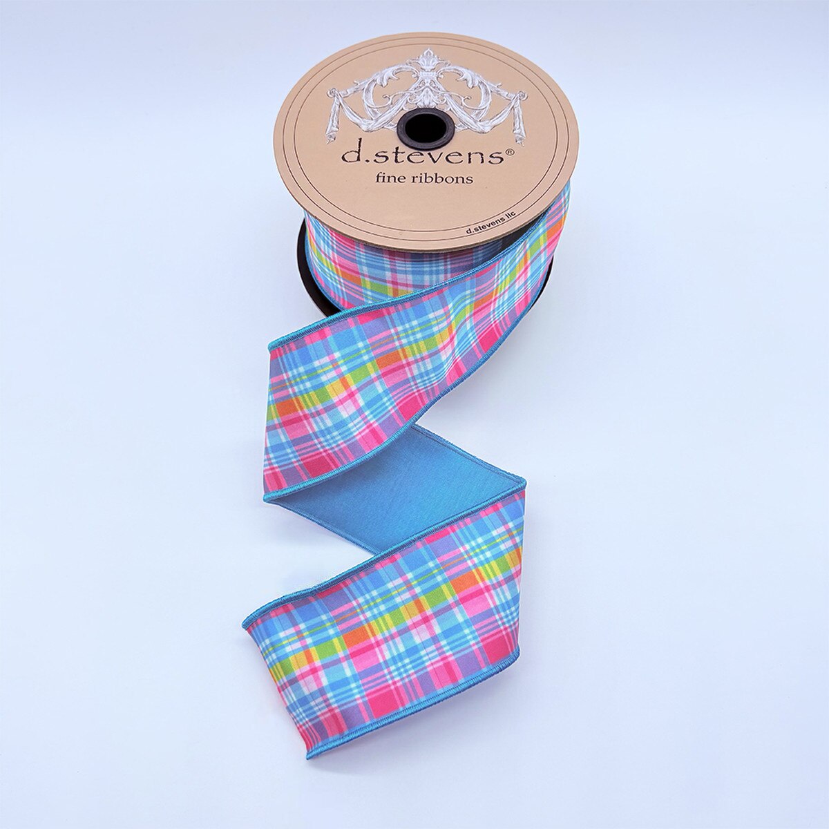 Teal Satin Plaid Ribbon 2.5" x 10 Yds