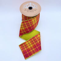 Chloe Plaid Ribbon Lime Hot Pink Orange Yellow 4