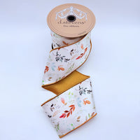 Satin Ribbon Autumn Scattered Foliage Olive Brown Green 4